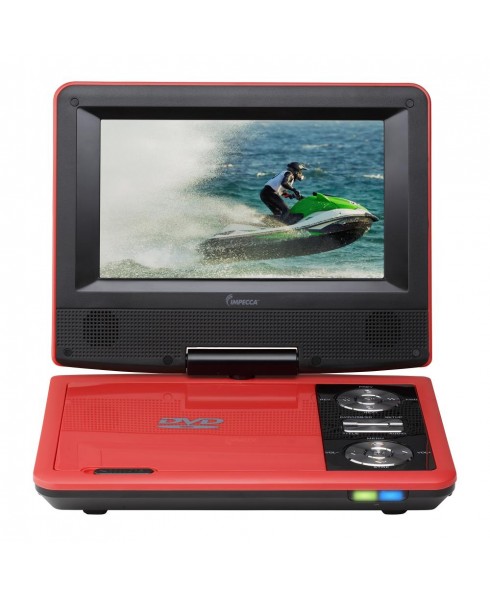 Impecca 7" Swivel Portable DVD Player, Red