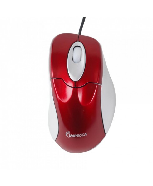 Illuminated USB Optical Wheel Mouse, Red with Gray Trim