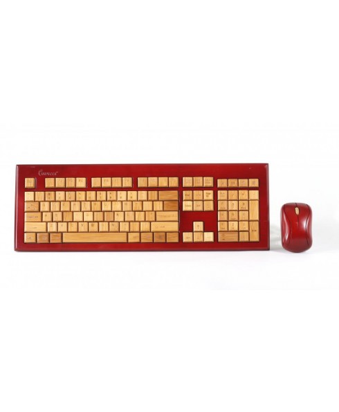 Wireless Hand-Carved Designer Bamboo Keyboard - Cherry Color