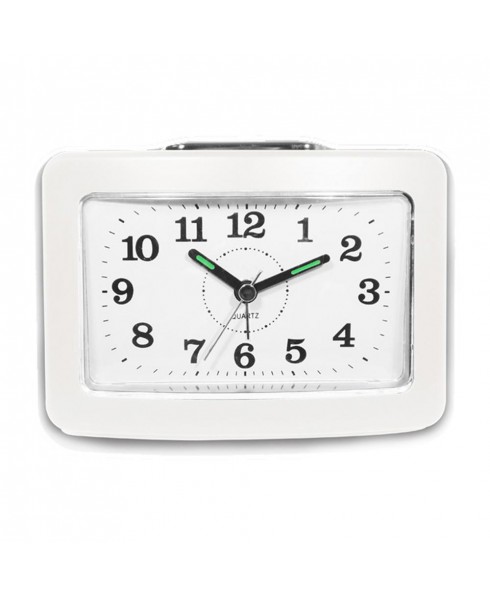 Bell Alarm Clock with Snooze and Light, White