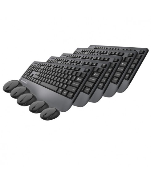 5-Pack Wireless Multimedia Keyboard & Mouse With Ergonomic Palm-Rest - Black
