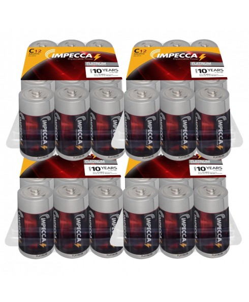 C Alkaline Batteries 48-Pack,1.5V Platinum Series, High Performance, Long Lasting 10-Year Shelf Life, Leak Resistant, & All Purpose for Electronics/Households Devices/Toys/and More