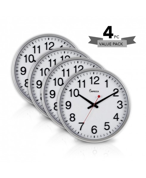 18-inch Wall Clock, 4 Pack (WCW185S) - Silver