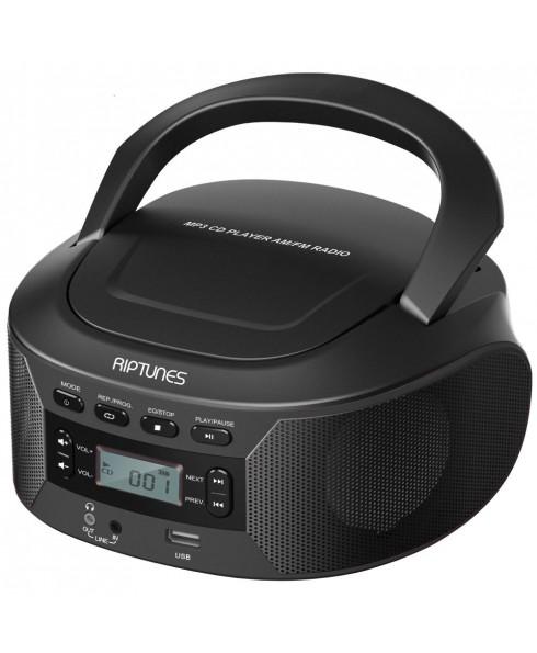 CD MP3 Boombox AM FM Radio with Bluetooth Aux-in USB, Phones jack, AC/DC Powered - Black