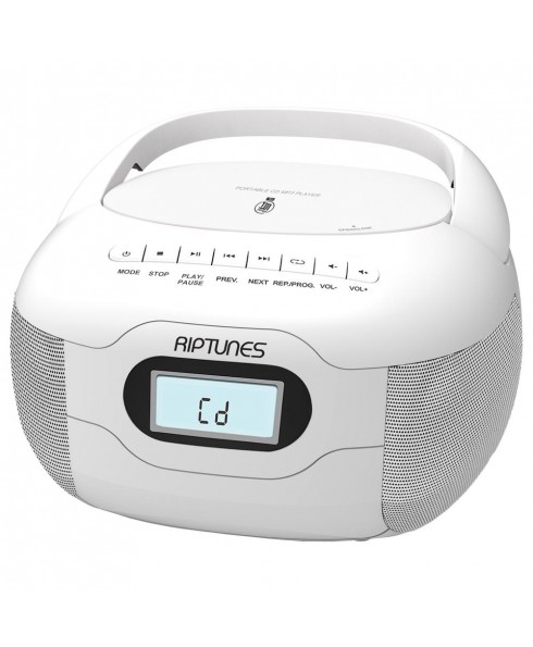 CD MP3 BOOMBOX with Bluetooth Aux-in USB, Phones jack, AC/DC Powered  Kosher with No Radio - White