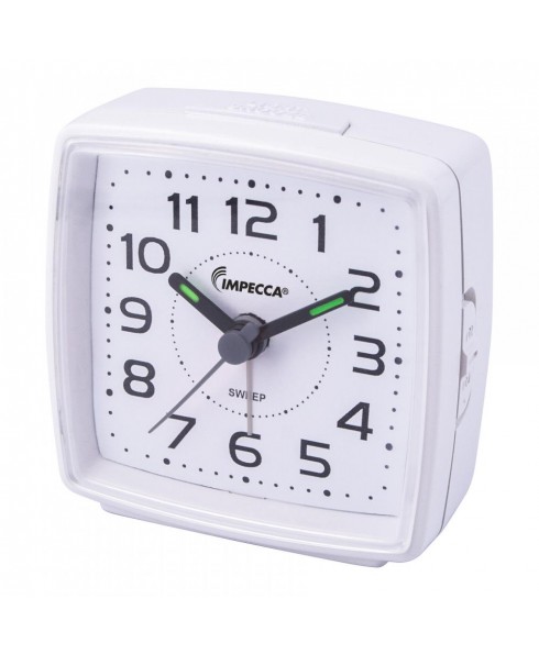 Ultra-Compact Travel Alarm Clock with Light and Snooze (White)