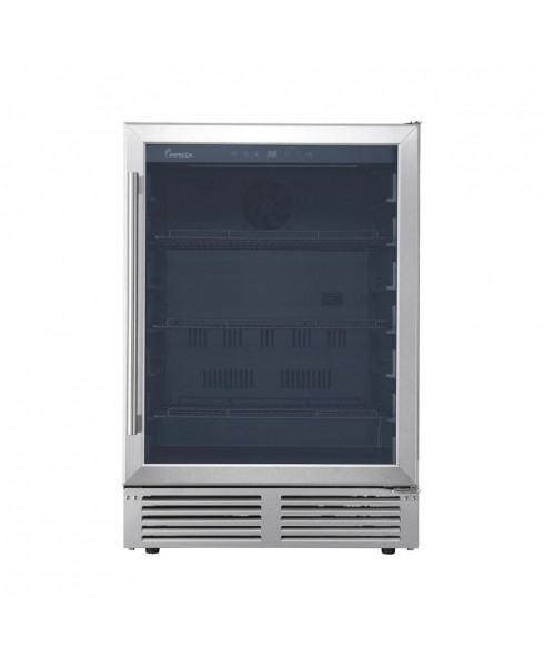 24” 161-Can Capacity Built-in or Freestanding Beverage Cooler Stainless Steel & Glass Door with Handle