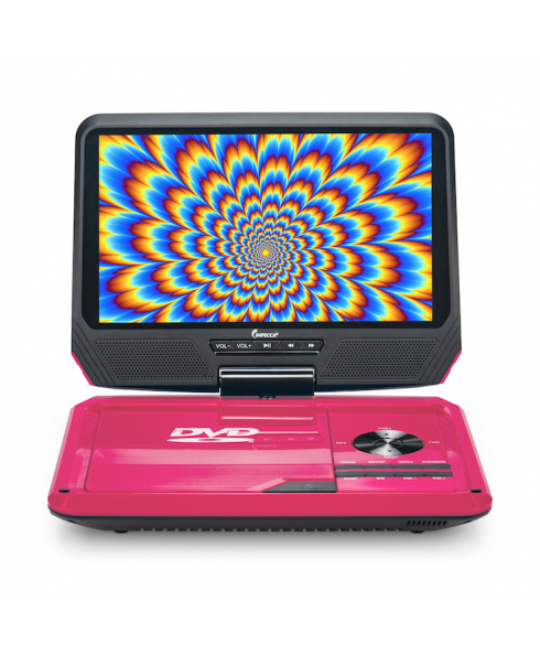 Impecca 9" 270° Swivel Screen Portable DVD Player, Pink