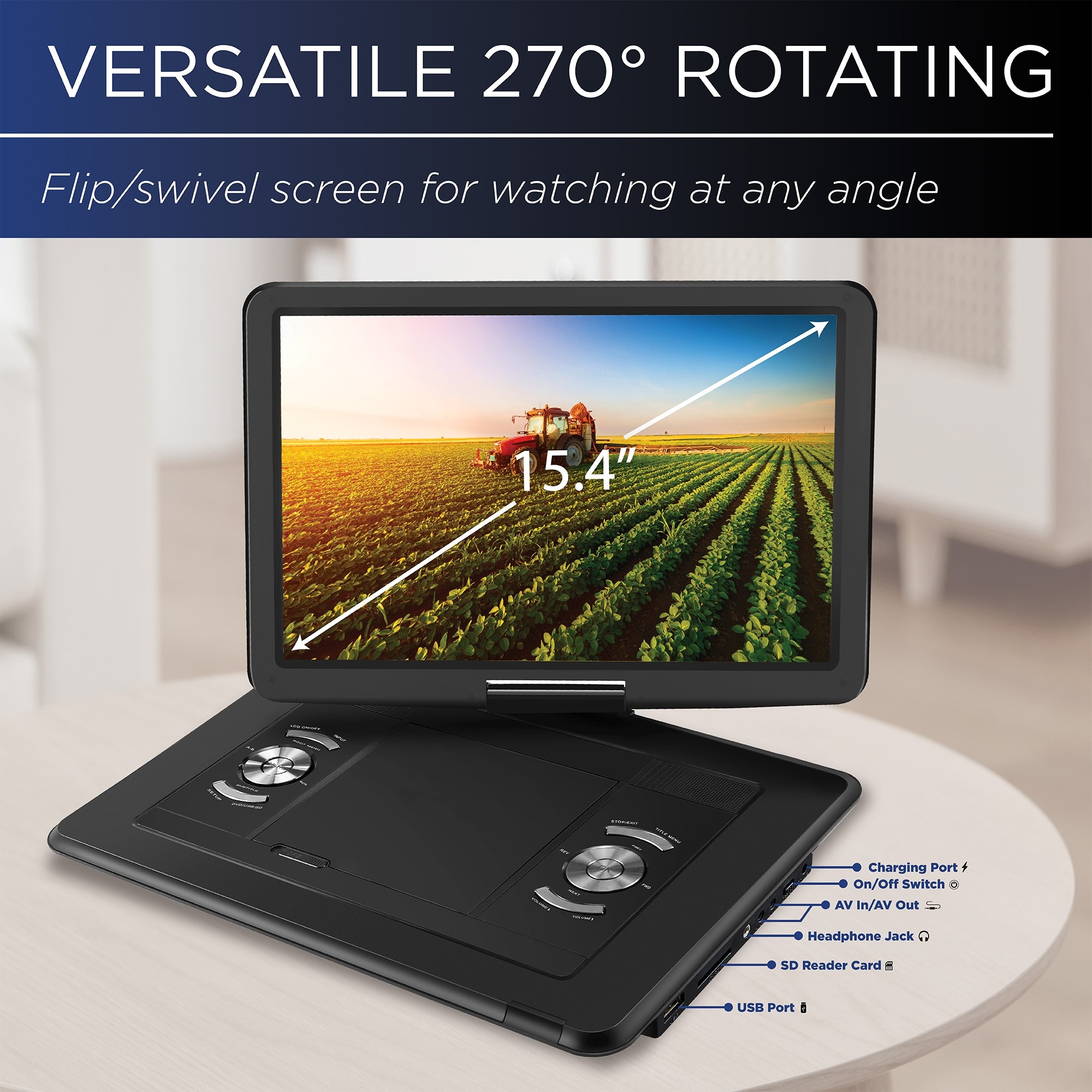 15.6-inch Portable DVD Player - Black