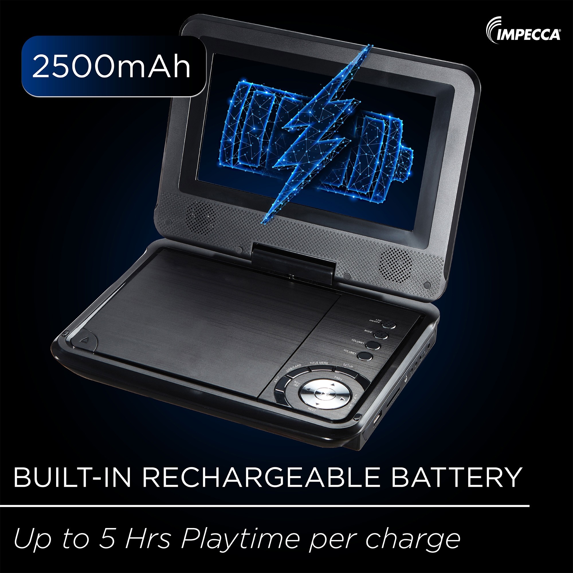 7-inch 270° Swivel Screen Portable DVD Player - Black