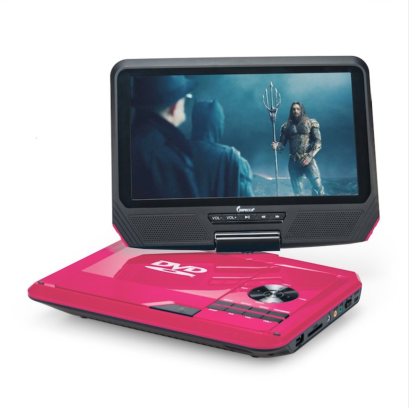 Dvp 917 9in 270° Swivel Screen Portable Dvd Player Pink