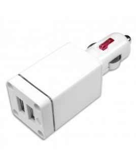 Impecca 10-Watt Dual USB Car Adapter with LED Flashlight, White