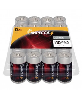 and Leak Resistant IMPECCA D Cell Batteries D Size Battery High Performance 6-Pack Everyday All Purpose Alkaline Battery Platinum Series 6-Count LR20 Long Lasting Shelf Life 