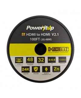 PowerItUp 100FT 8K HDMI 2.1 Ultra High Speed Active Optical Cable
