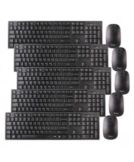 5-Pack Wireless Keyboard and Mouse Combo, Spill-Resistant, Low Power Consumption - Black