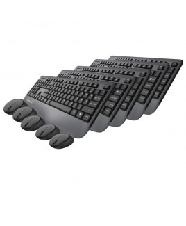 5-Pack Wireless Multimedia Keyboard & Mouse With Ergonomic Palm-Rest - Black