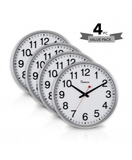 18-inch Wall Clock, 4 Pack (WCW185S) - Silver