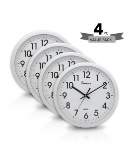 12-inch Silent Wall Clock, 4 pack (WCW12M1W) - White