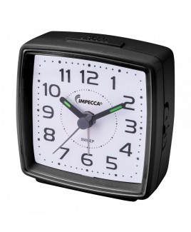 Ultra-Compact Travel Alarm Clock with Light and Snooze (Black)