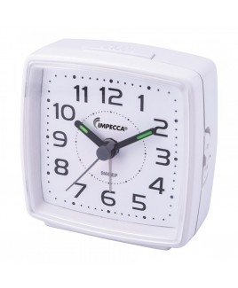 Ultra-Compact Travel Alarm Clock with Light and Snooze (White)