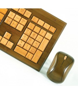 Wireless Hand-Carved Designer Bamboo Keyboard - Walnut Color