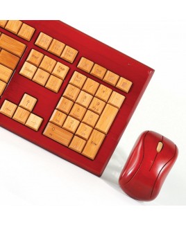 Wireless Hand-Carved Designer Bamboo Keyboard - Mahogany Color