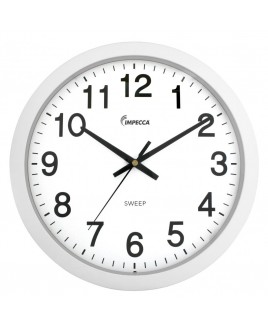 Impecca 14" Sweep Movement Wall Clock, White