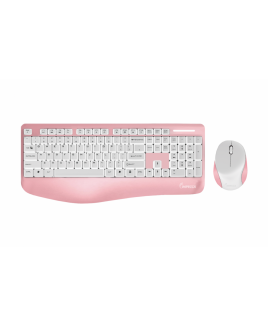 5-Pack Wireless Multimedia Keyboard & Mouse With Ergonomic Palm-Rest - Pink