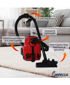 Bagged Canister Vacuum Cleaner + Two Packs of 6-Replacement Bags (IVC2155R) - Red
