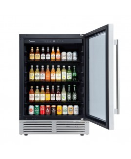24” 161-Can Capacity Built-in or Freestanding Beverage Cooler Stainless Steel & Glass Door with Handle