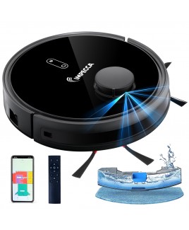 Robot Vacuum & Mop with Dual Motors and LED Headlights - Black